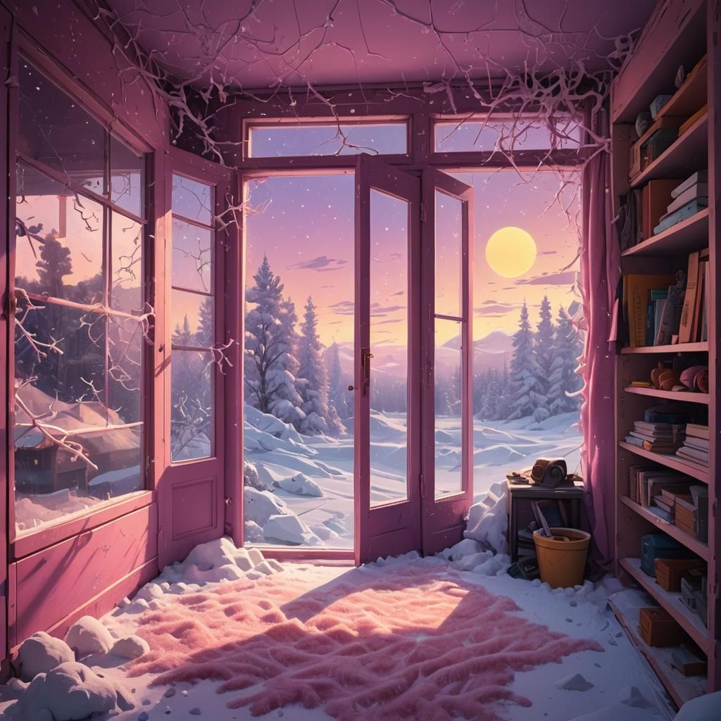 Winter Morning Snowscape: Fantasy Matte Painting