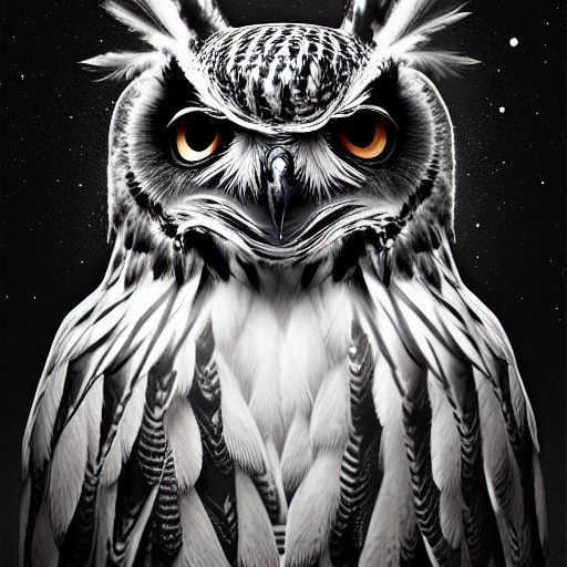 Eagle Owl in Elegant Universe, Digital Illustration