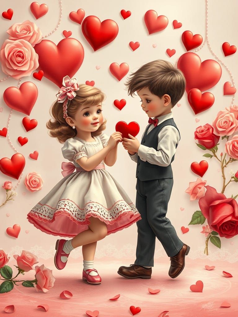 Retro 1950s Valentine Whimsy with Vintage Music