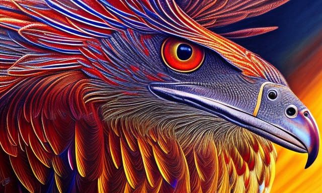 Phoenix Snake Soaring Over Future Cityscape