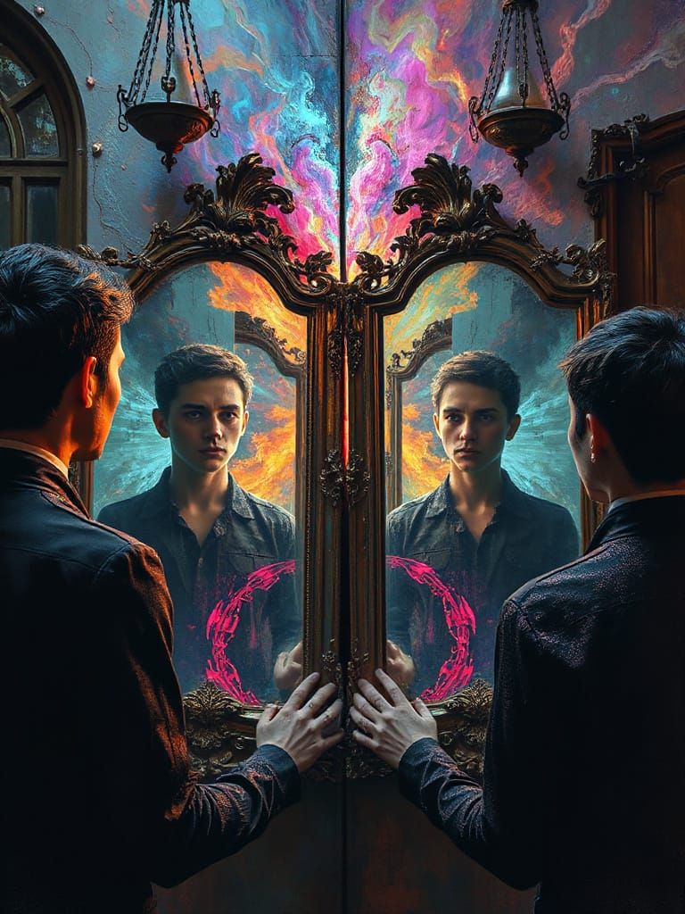 Introspective Dreamscape: Reflections Dissolve into Fractals