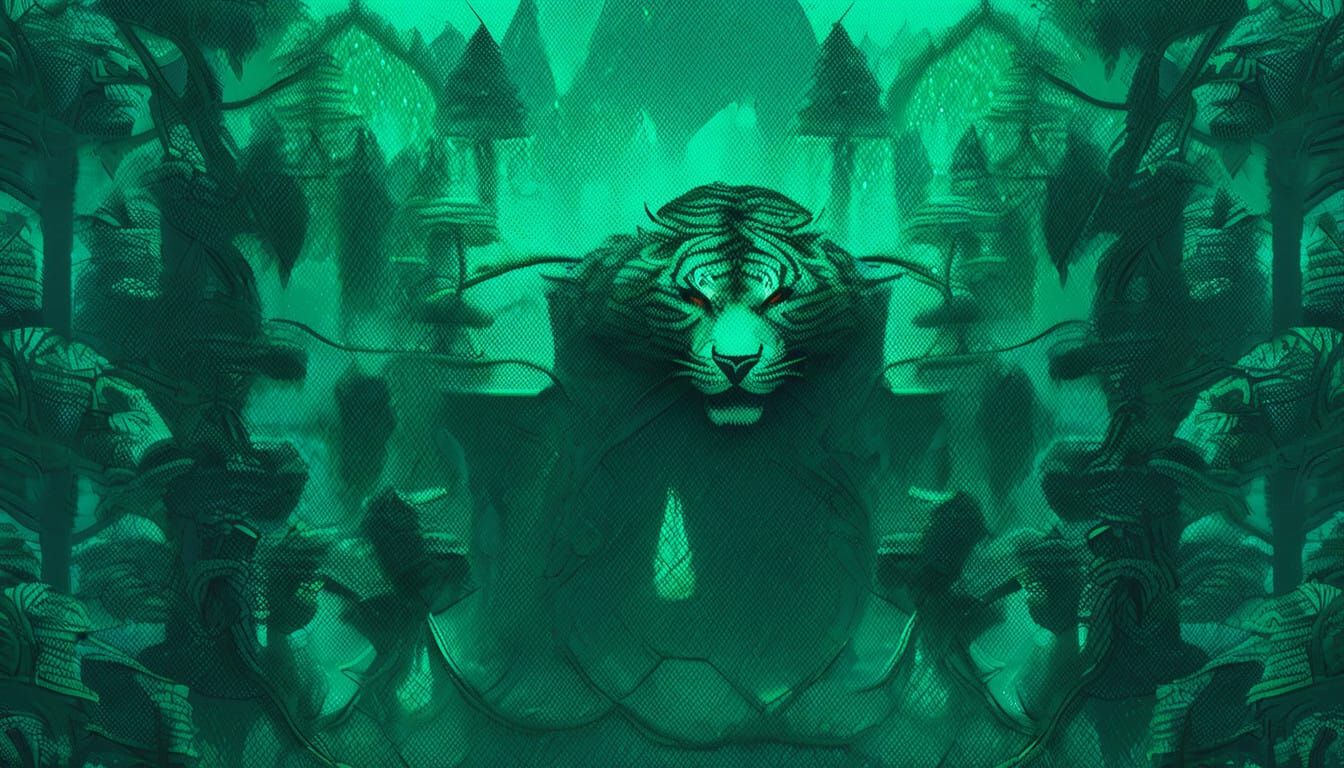 Snake Suspended in Mid-Air, Majestic Tiger Below