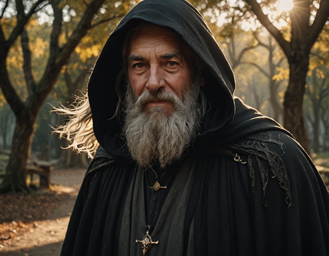 Modern Wizard in Golden Hour Light: Cinematic Portrait