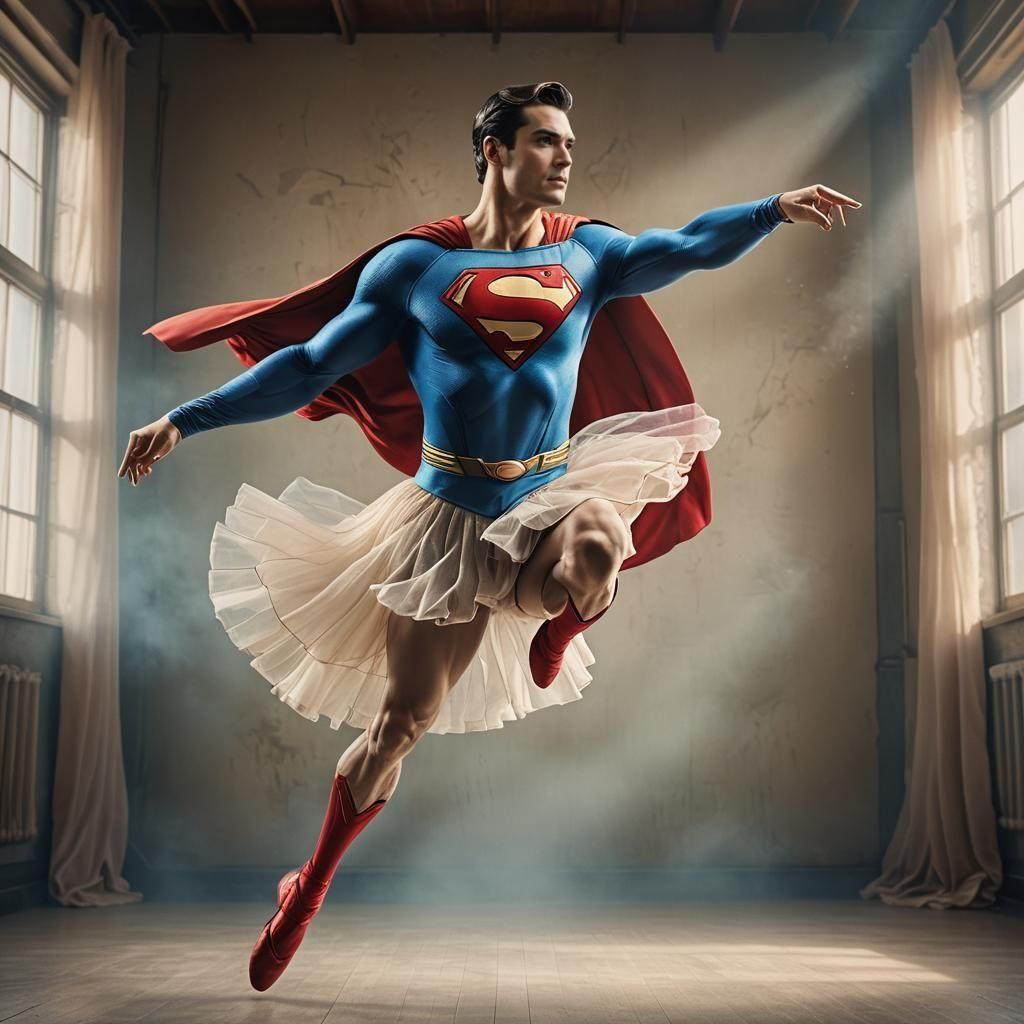 Superman Balances Ballet in a Tutu