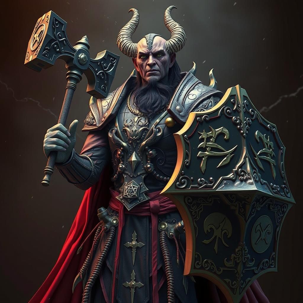 Mysterious Purple Wizard with Devil Horns