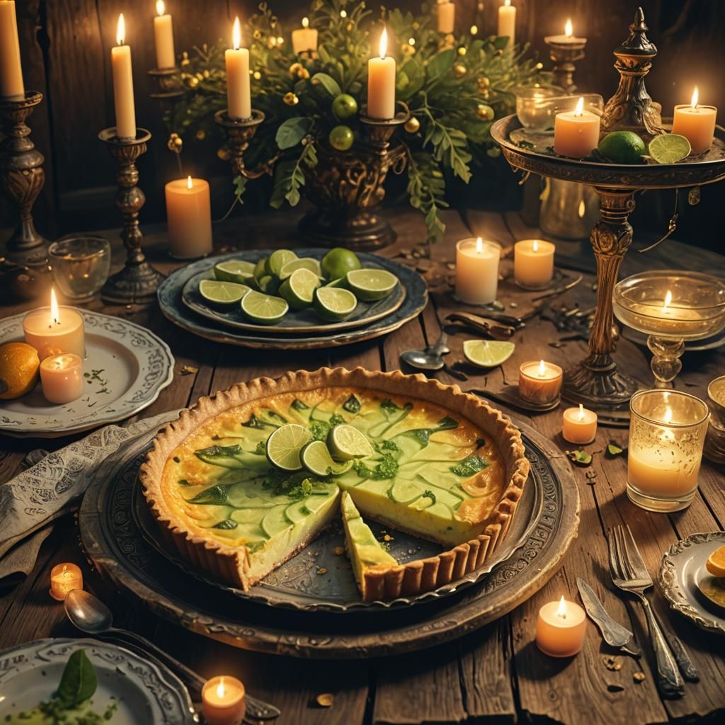 Lime Quiche Still Life, Digital Matte Painting