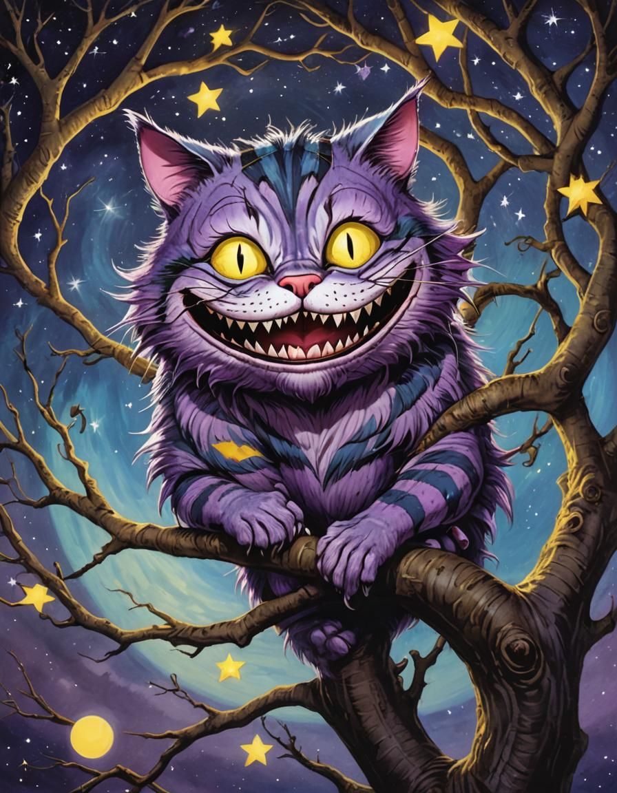 Cheshire Cat in Tree With a Creepy Smile For You