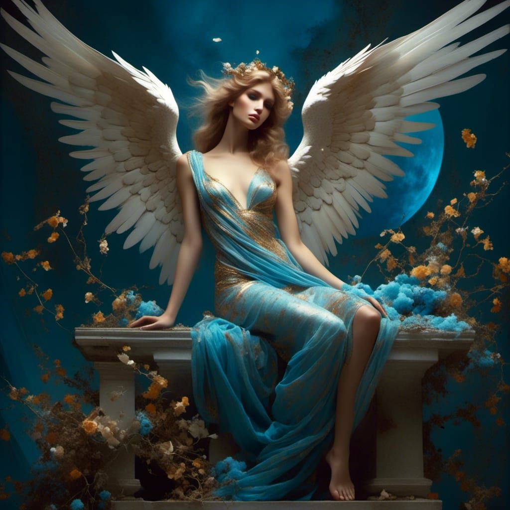 Beautiful Greek Angel Portrait in Splash Art Style