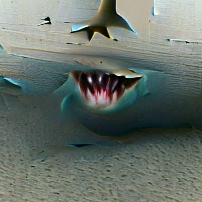 Menacing Shark Swimming in the Deep Sea