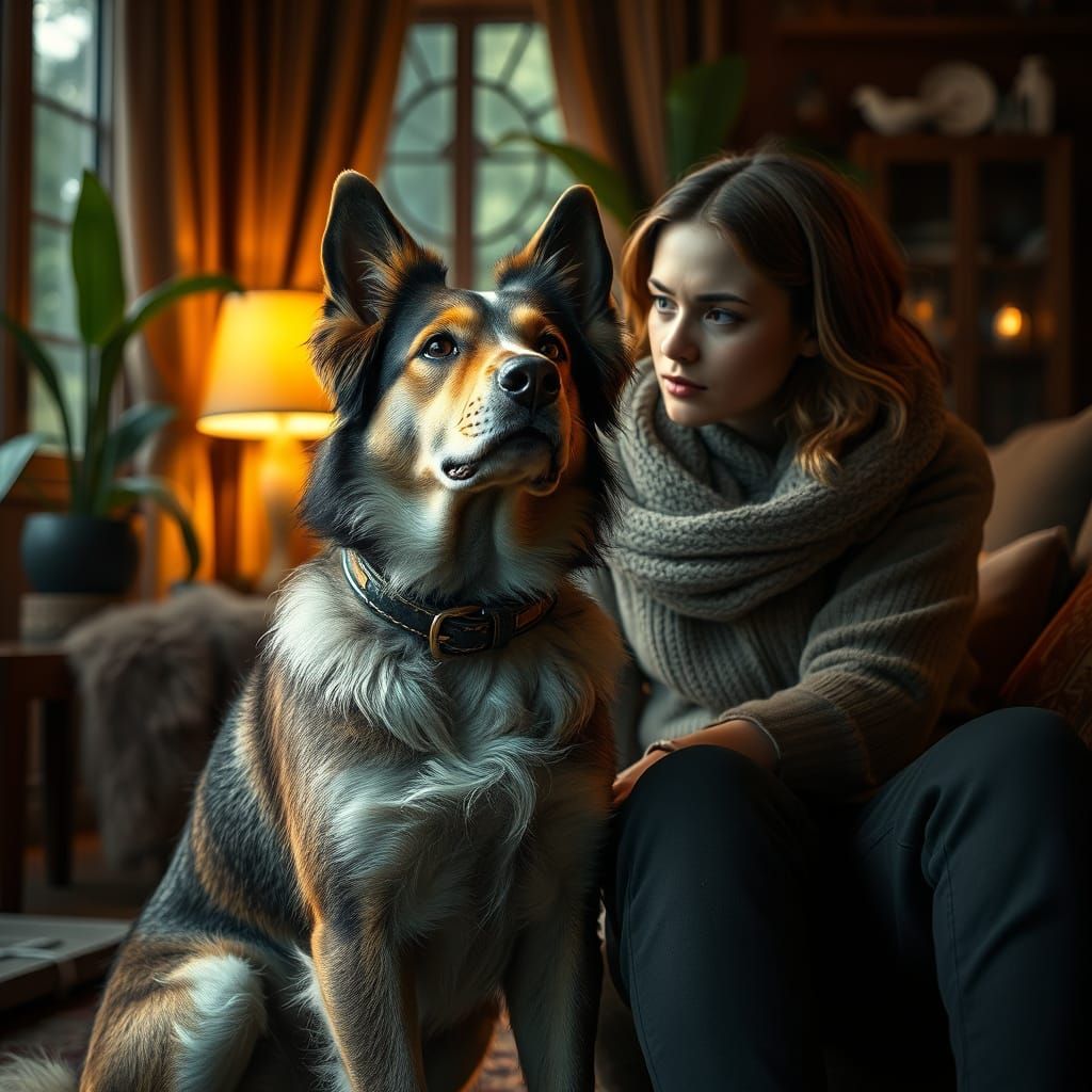 Loyal Dog with Human Mind in Cozy Home