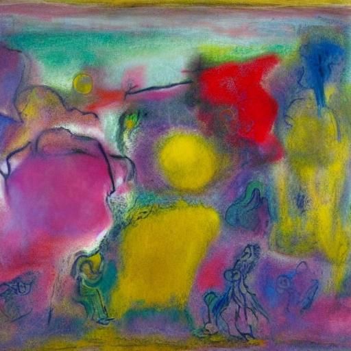 Lonely Figure in Dreamy Abstract Expressionist Landscape