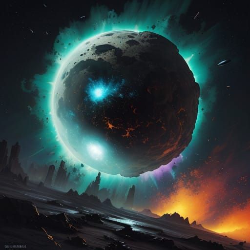 Glowing Meteor Fist in Cosmic Vortex