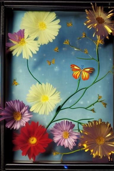 Dieselpunk Butterfly Drones in a Night Sky