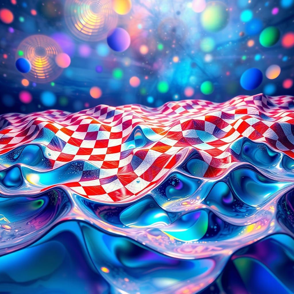 Surreal Dali-Inspired Gingham Landscape Dissolves into Dream...