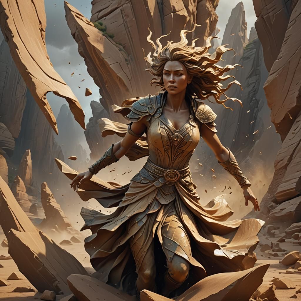 Sandstone Woman Sculpture Disintegrating: Fantasy Concept Ar...