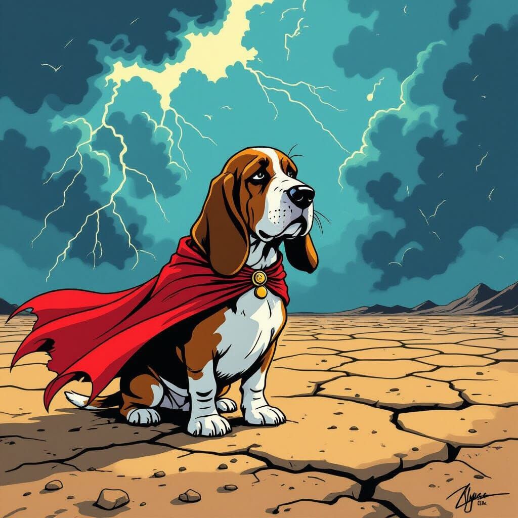 Basset Hound Hero on Desolate Earth Comic Cover