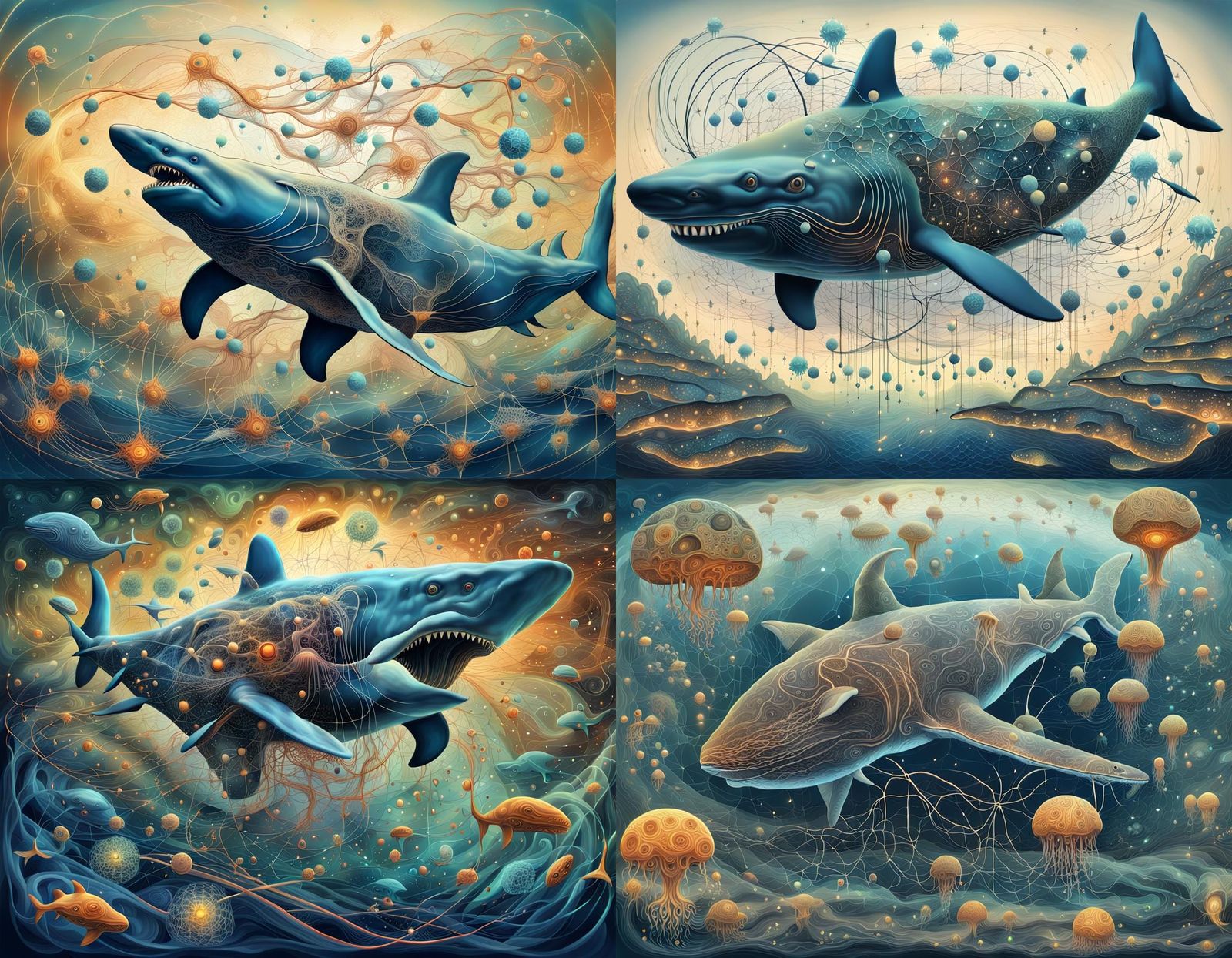 Intricate Network Connections: A Surrealist Oil Painting