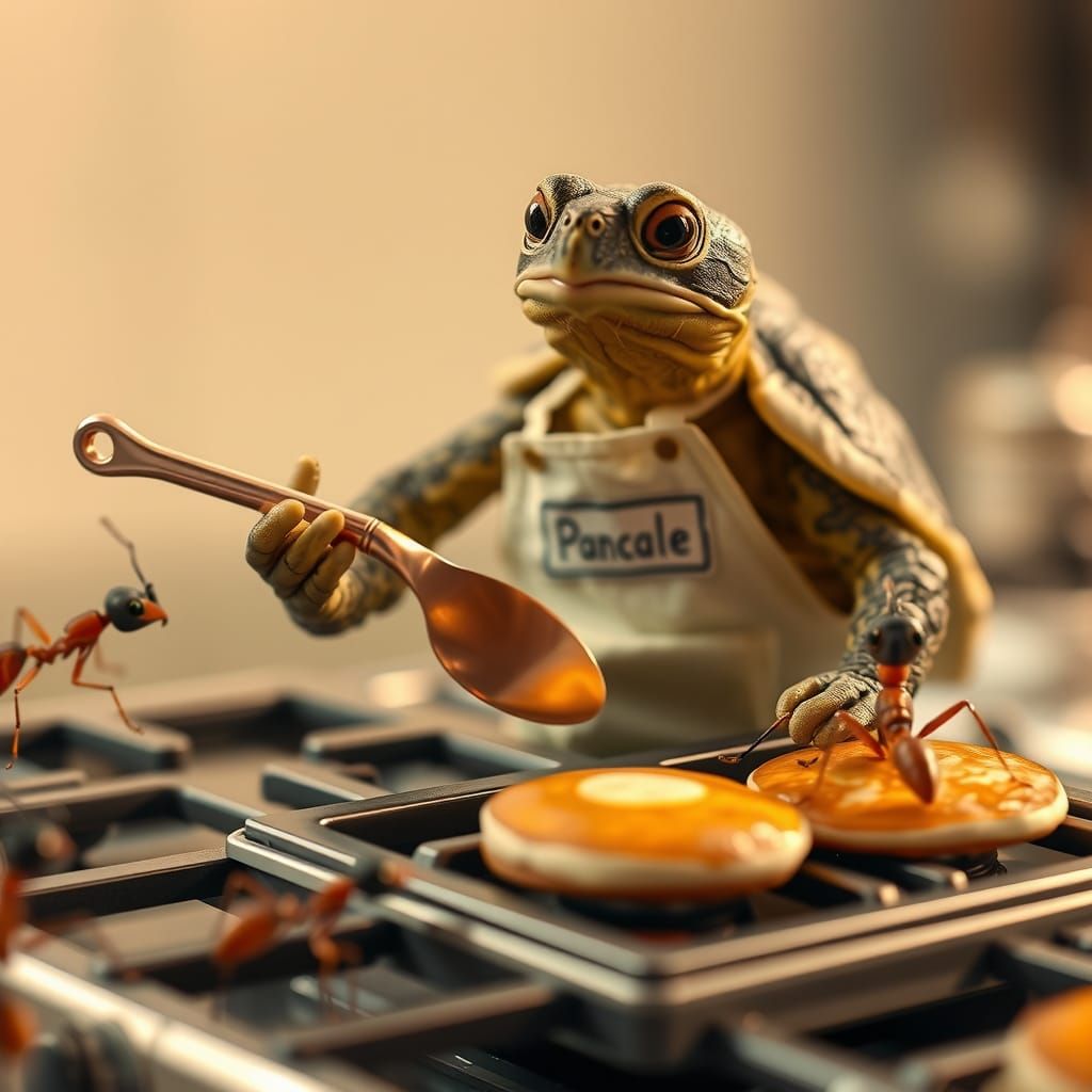 Turtle Chef Hosts Miniature Cooking Show