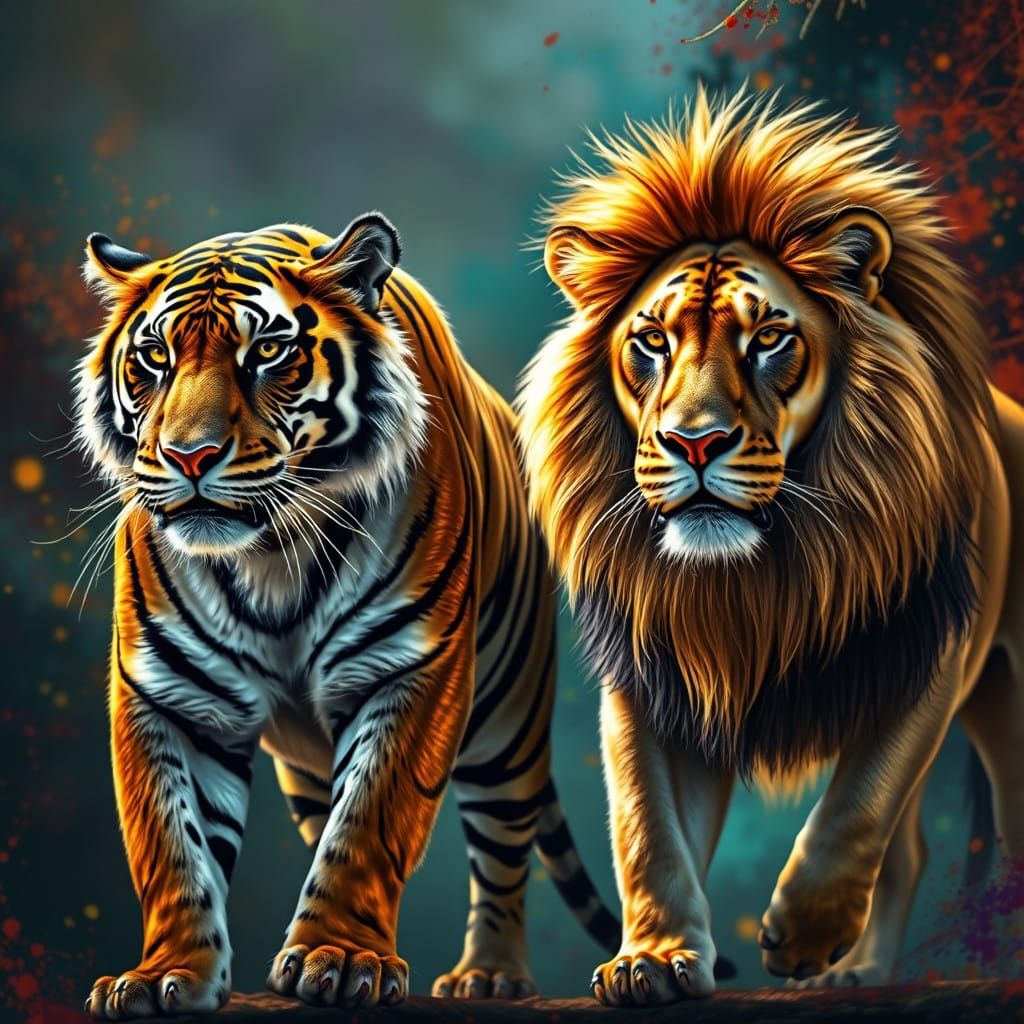 Majestic Felines Unite in Hyperrealistic Art