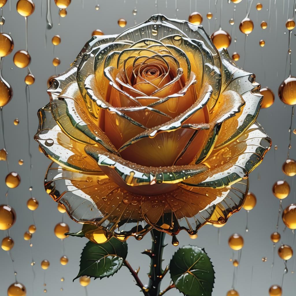 Hyperrealistic Glass Rose with Bauhaus Background