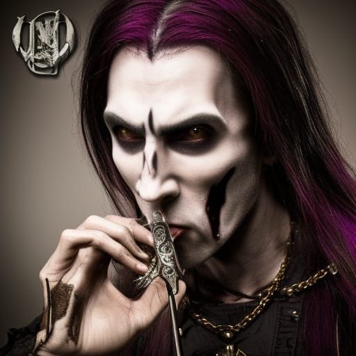Vampire Lord Plays Harp in Heavy Metal Style
