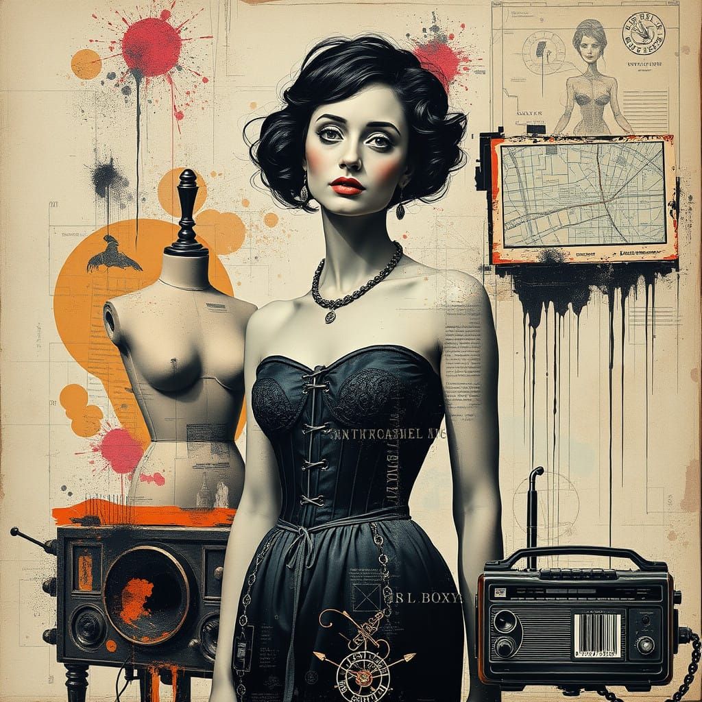 A Woman in a Corset, Reflected in a Distorted Mirror