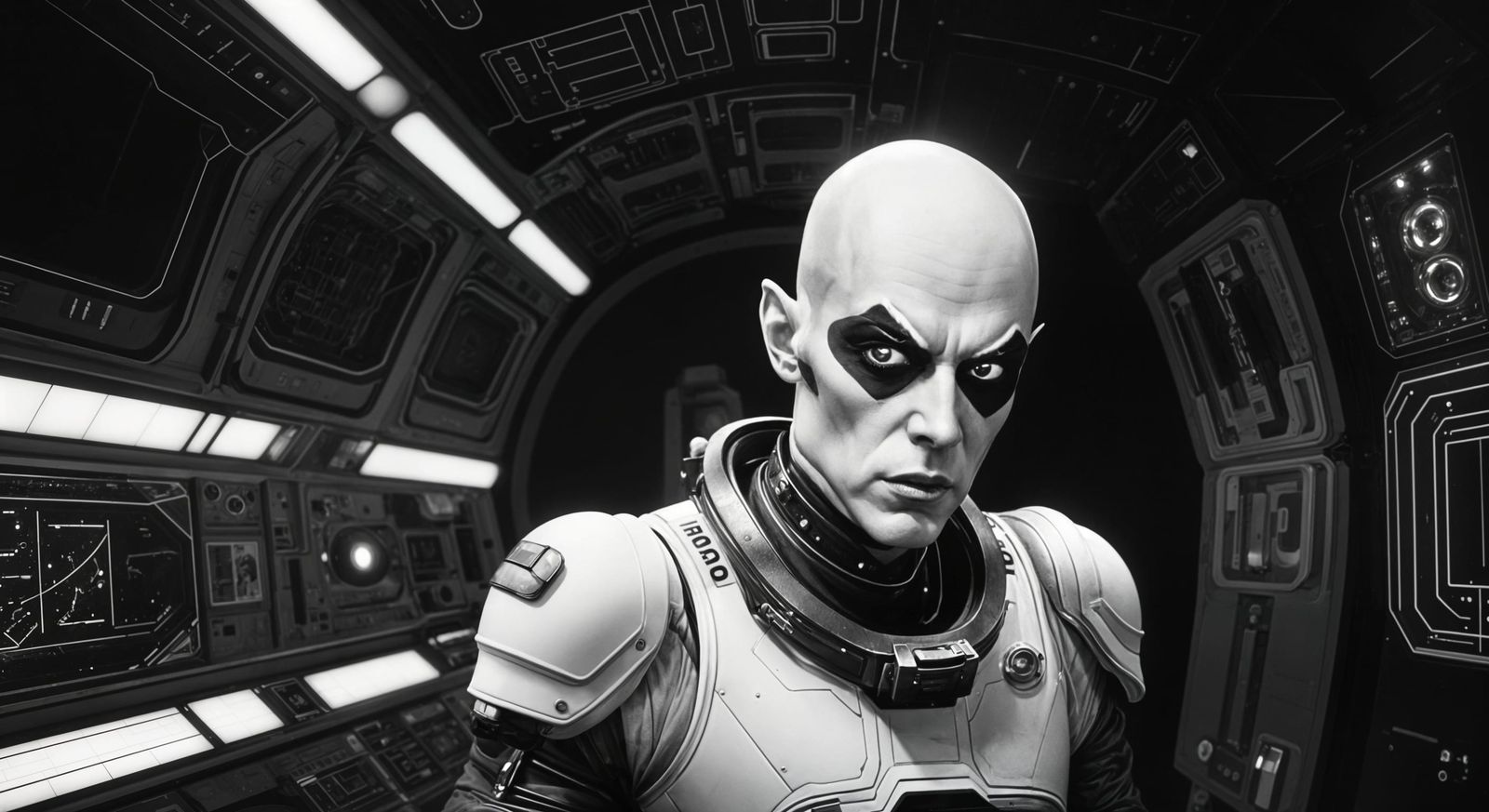 Bald Spacemen in Spacecraft, Mapplethorpe Style