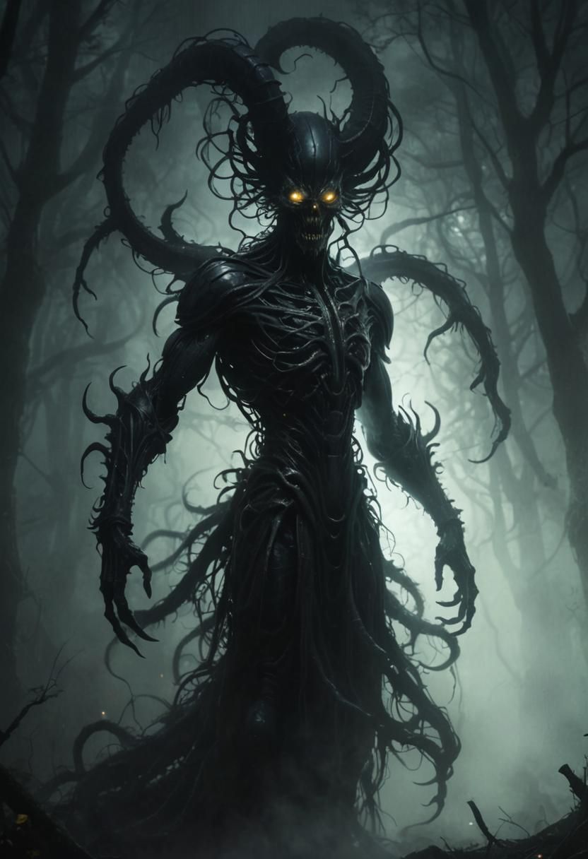 Mystical Evil Creature in Dark Forest