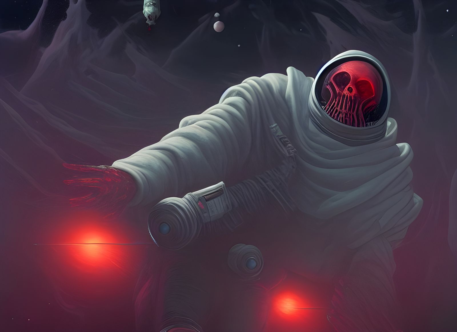 Horror Spacescape with Reaper, Photorealistic Digital Art