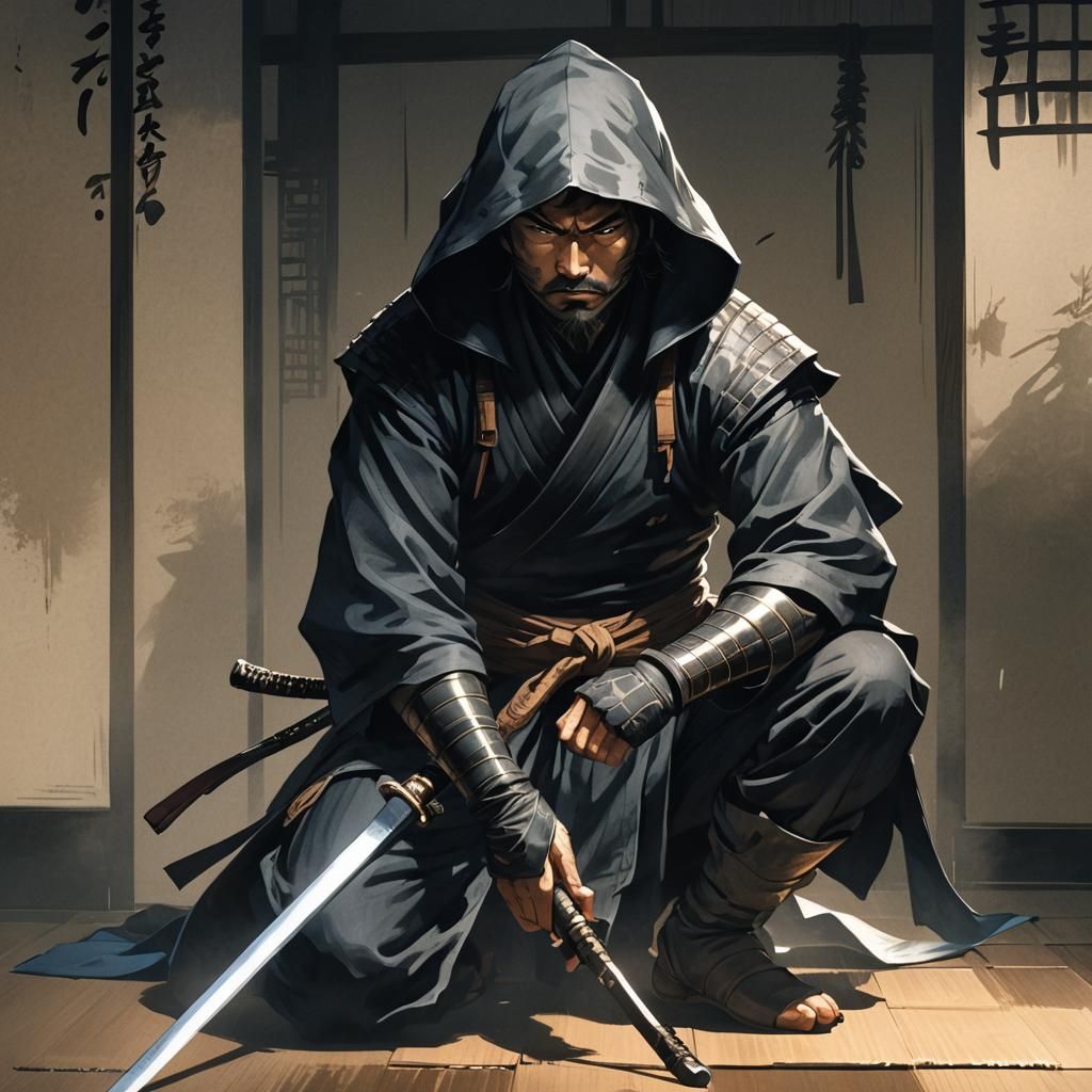 Ninja Master in Shadows: Digital Matte Painting