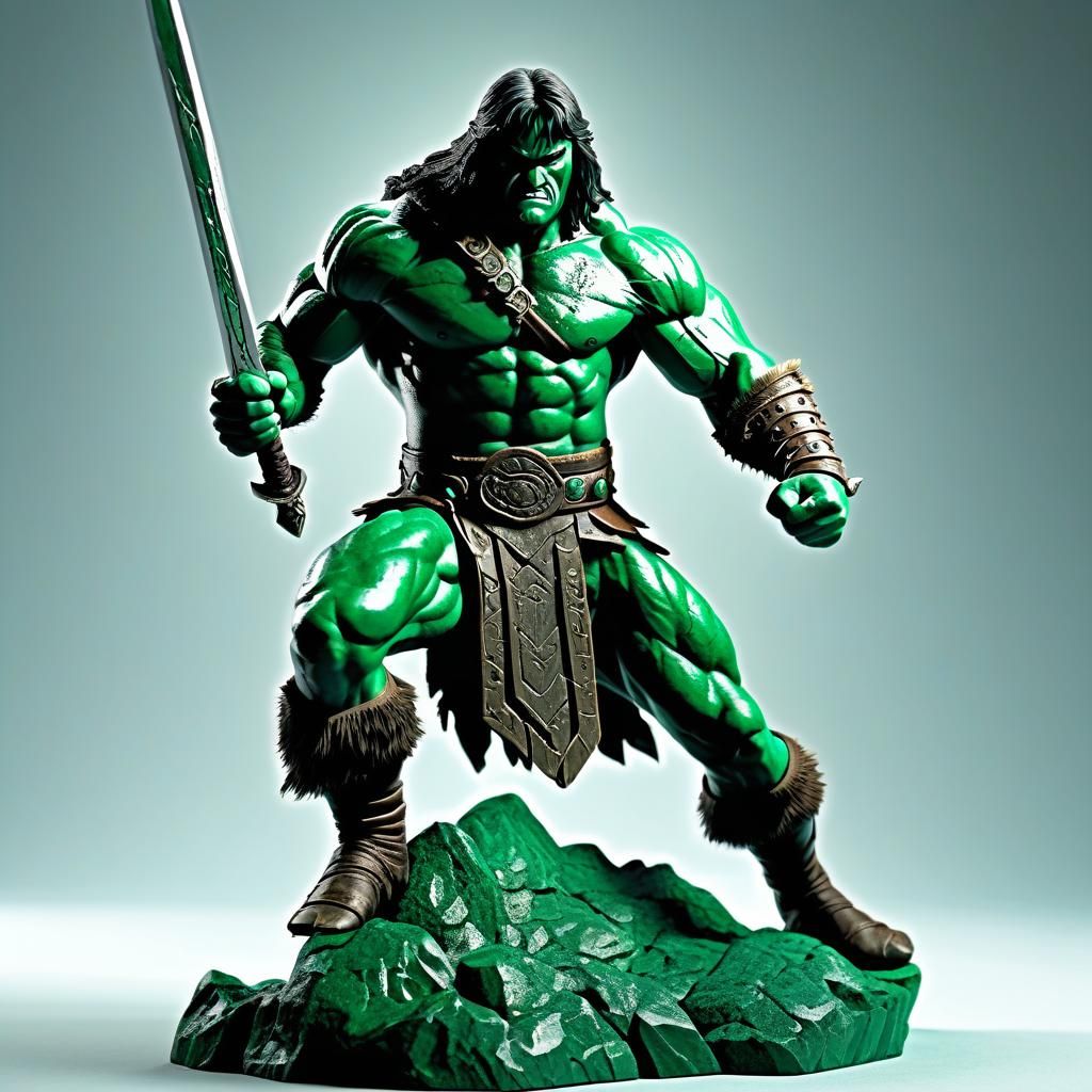Emerald Conan Sculpture in Heroic Comic Style