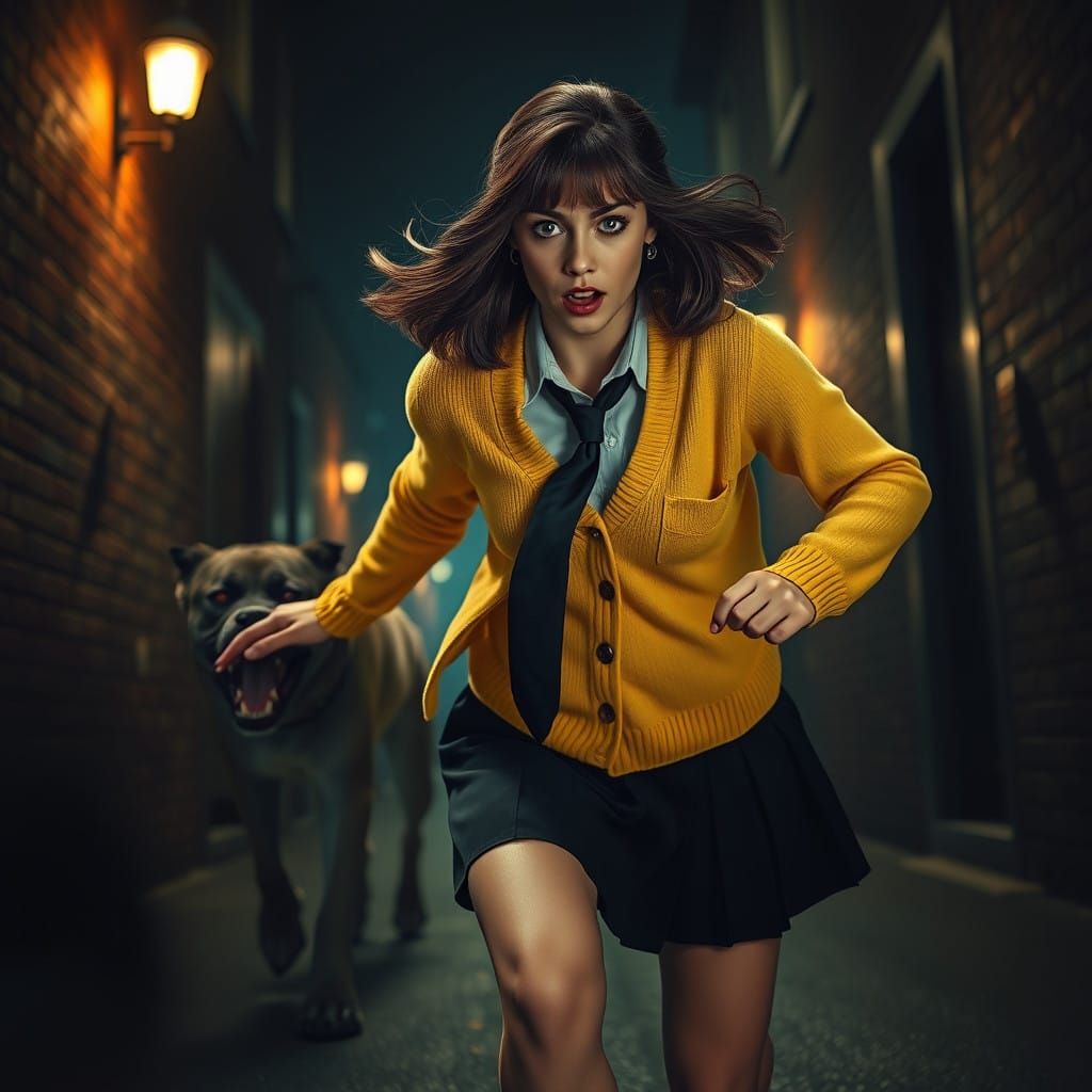 Ethereal Runner in Yellow Sweater, Chased by a Menacing Dog...