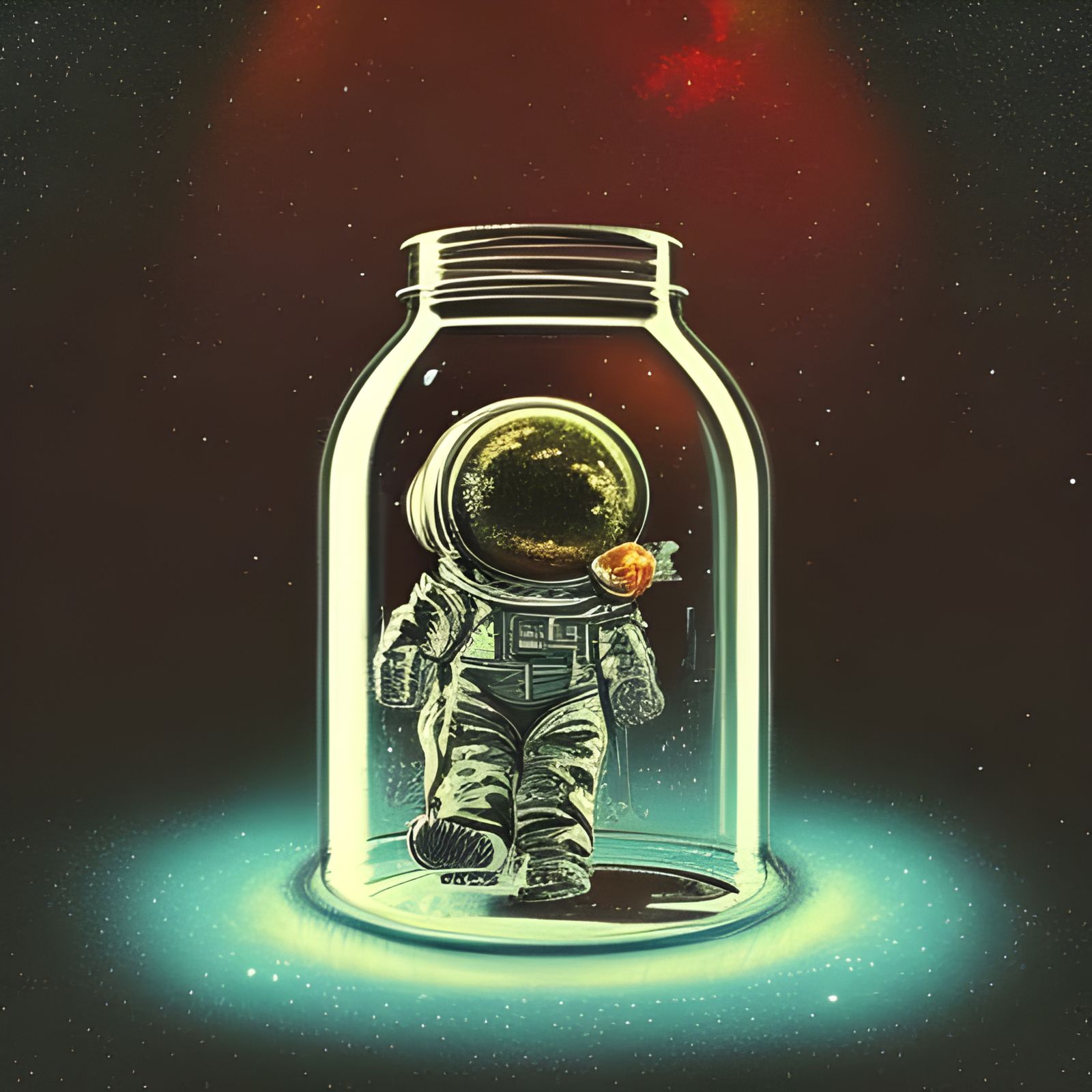 Space inside a glass jar Epic cinematic brilliant stunning intricate meticulously detailed dramatic atmospheric resoluti...