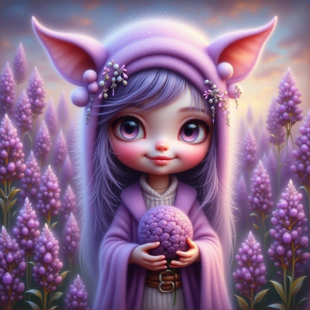 Lavender Spirit Fantasy Art in Oil Painting Style