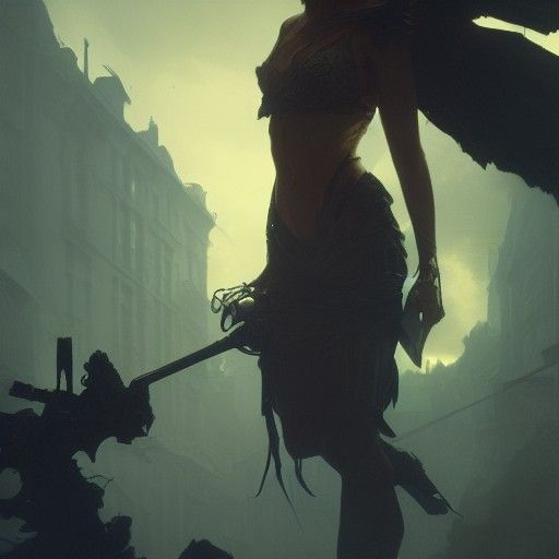 Dark Fantasy Bad Girl in Art Nouveau Style