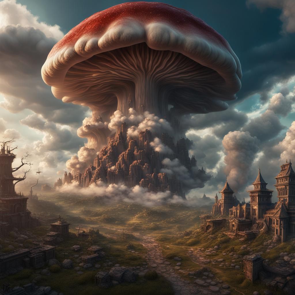 Detailed Matte Painting of a Mushroom Cloud