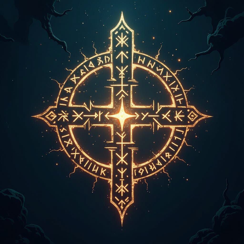 Mysterious Ancient Sigil with Ethereal Glow, Fantasy Concept...