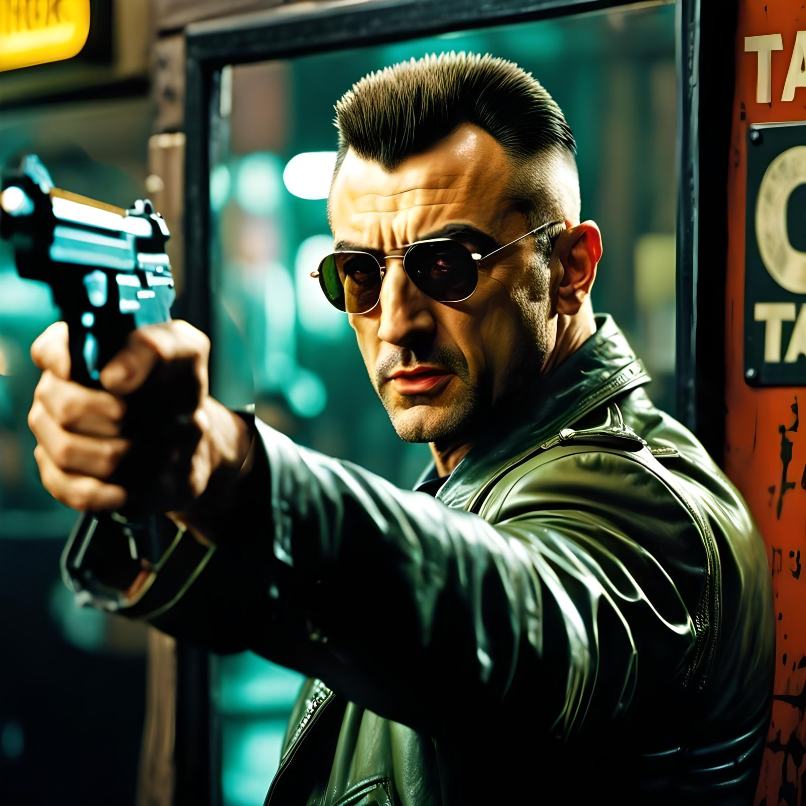 Intense Portrait of Man with Mohawk Hairstyle