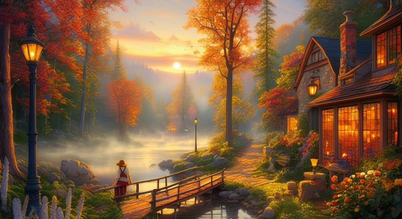 Ethereal Fantasy Landscape at Golden Hour