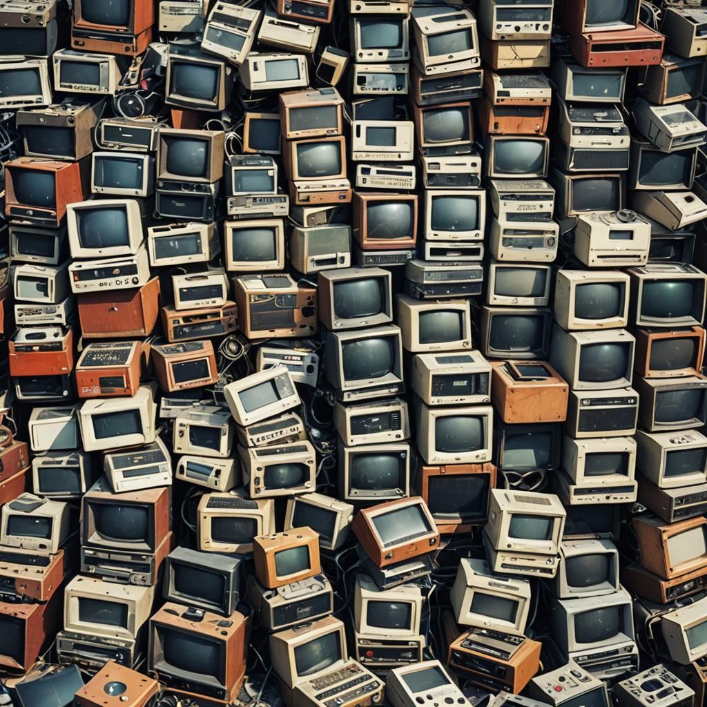 Junkyard of Broken Vintage Technology