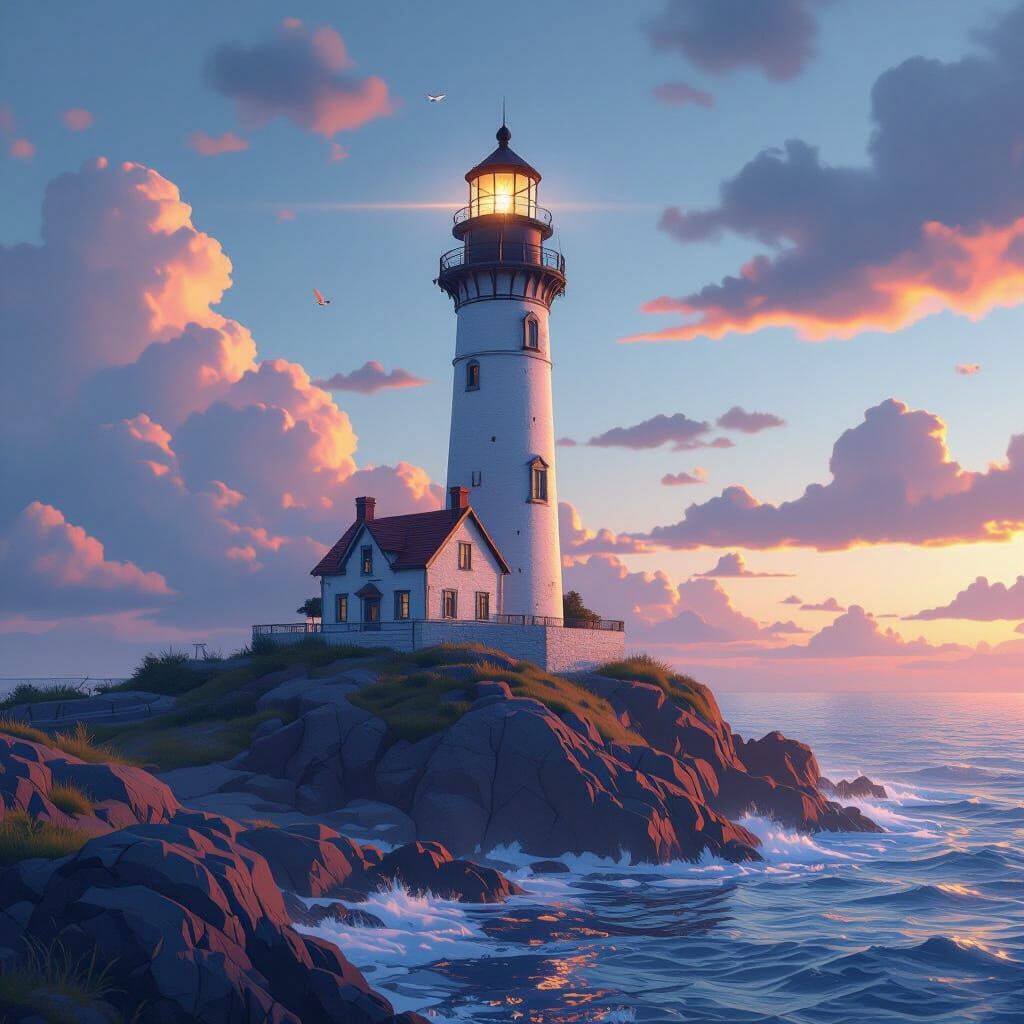Anime Lighthouses on Rugged Coastlines