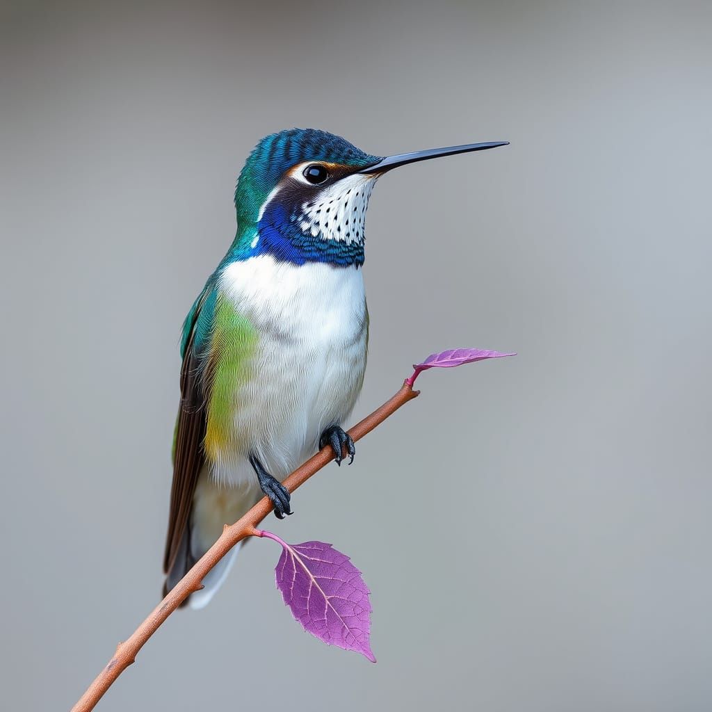Hummingbird Perched on Branch, Wildlife Photography