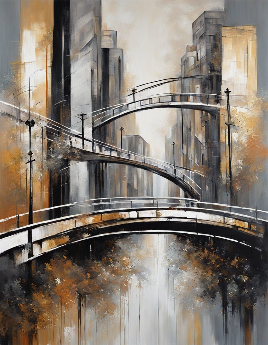 Abstract Streets and Bridges in Acrylic