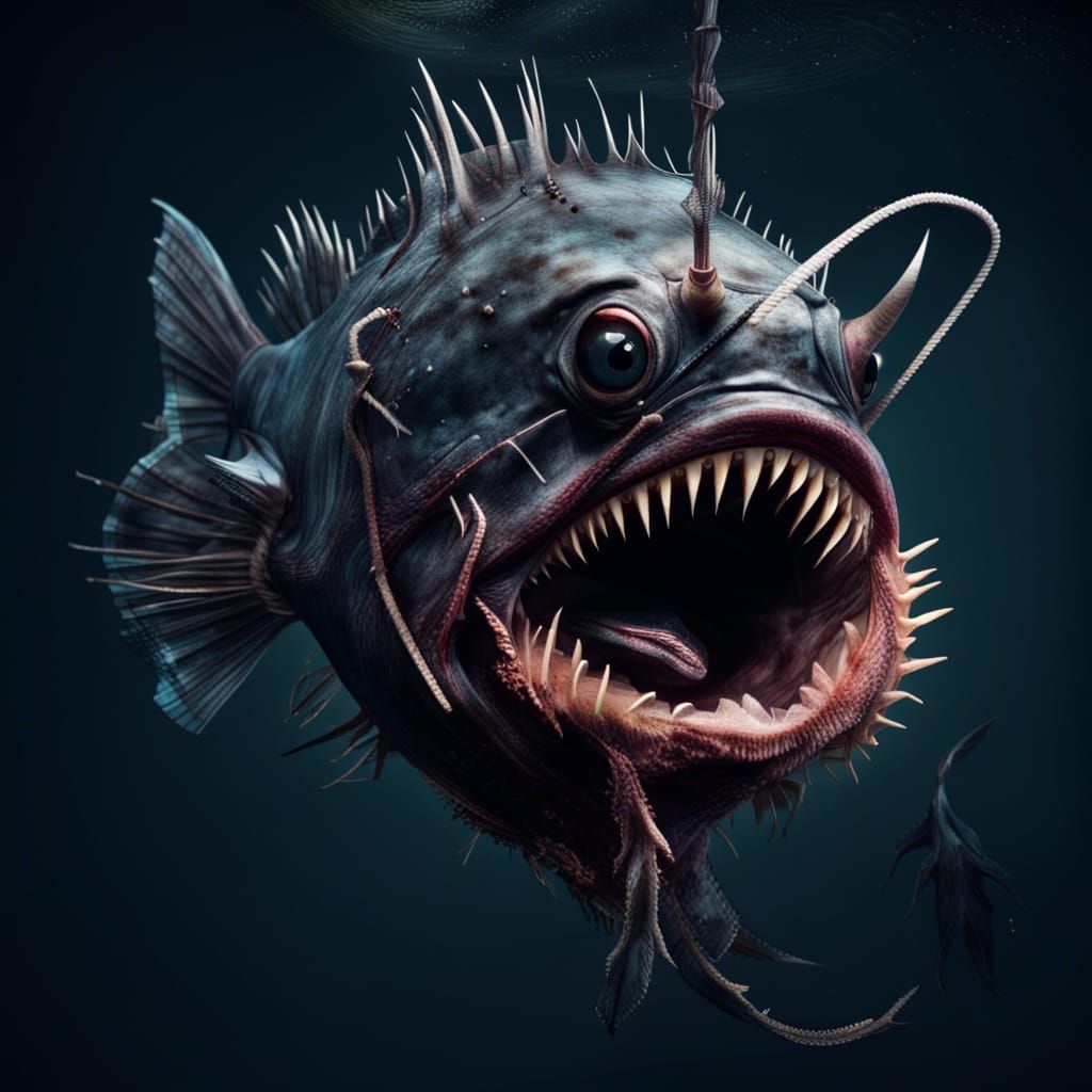 Deep Sea Anglerfish with Bioluminescent Lure