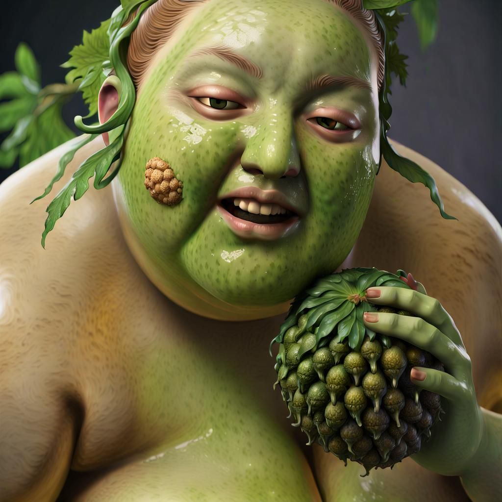 Disgusting Vegetable Sculpture of Human-Animal Hybrid