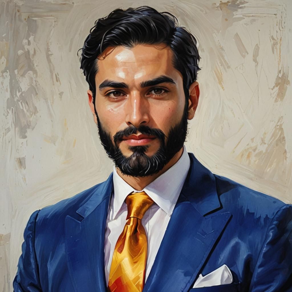 Divine Iranian Man in Red Velvet Suit