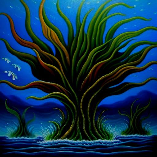 Underwater Alien Life as Oil Painting