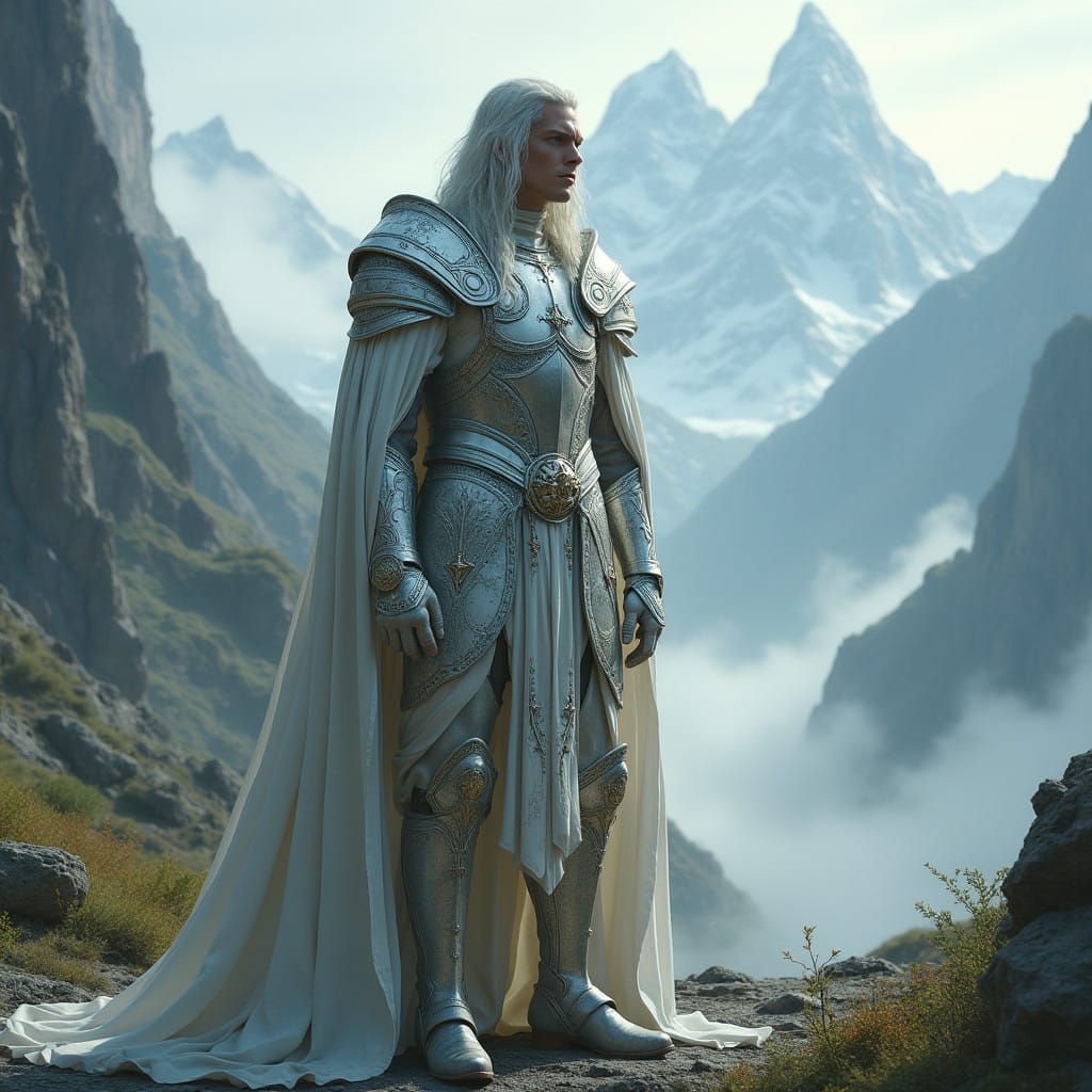 Ethereal Elf Lord of Middle-earth in Hyperreal Style