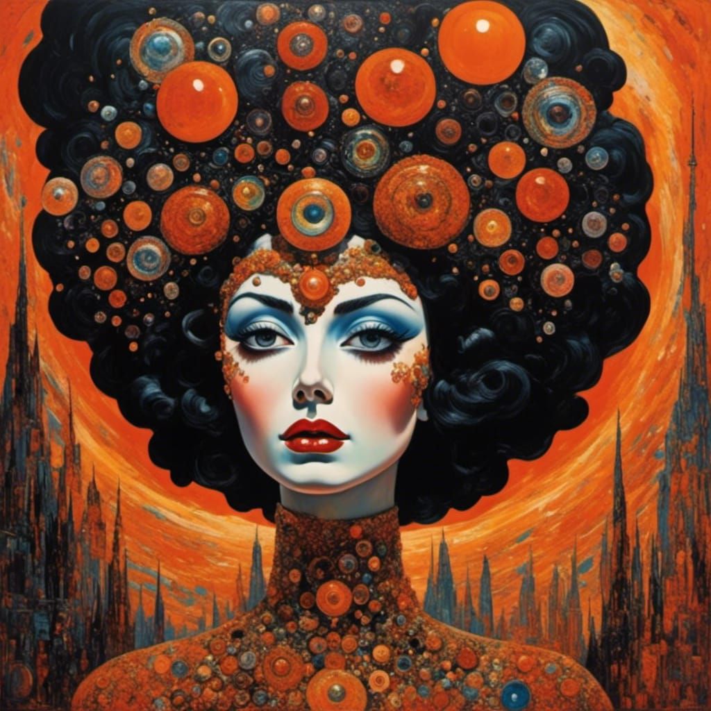 Psychedelic Evil Witch in Halloween Colors