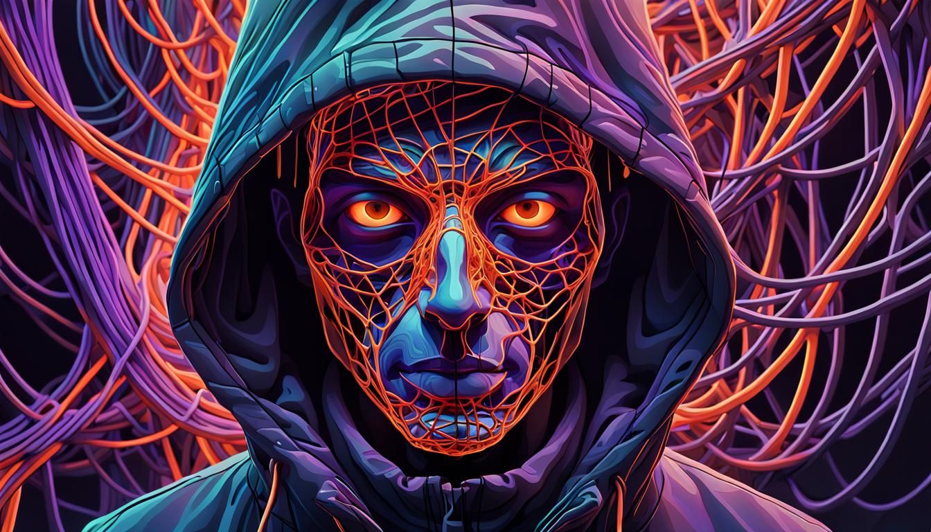 Surreal Abstract Head in Neon-Lit Fauvism